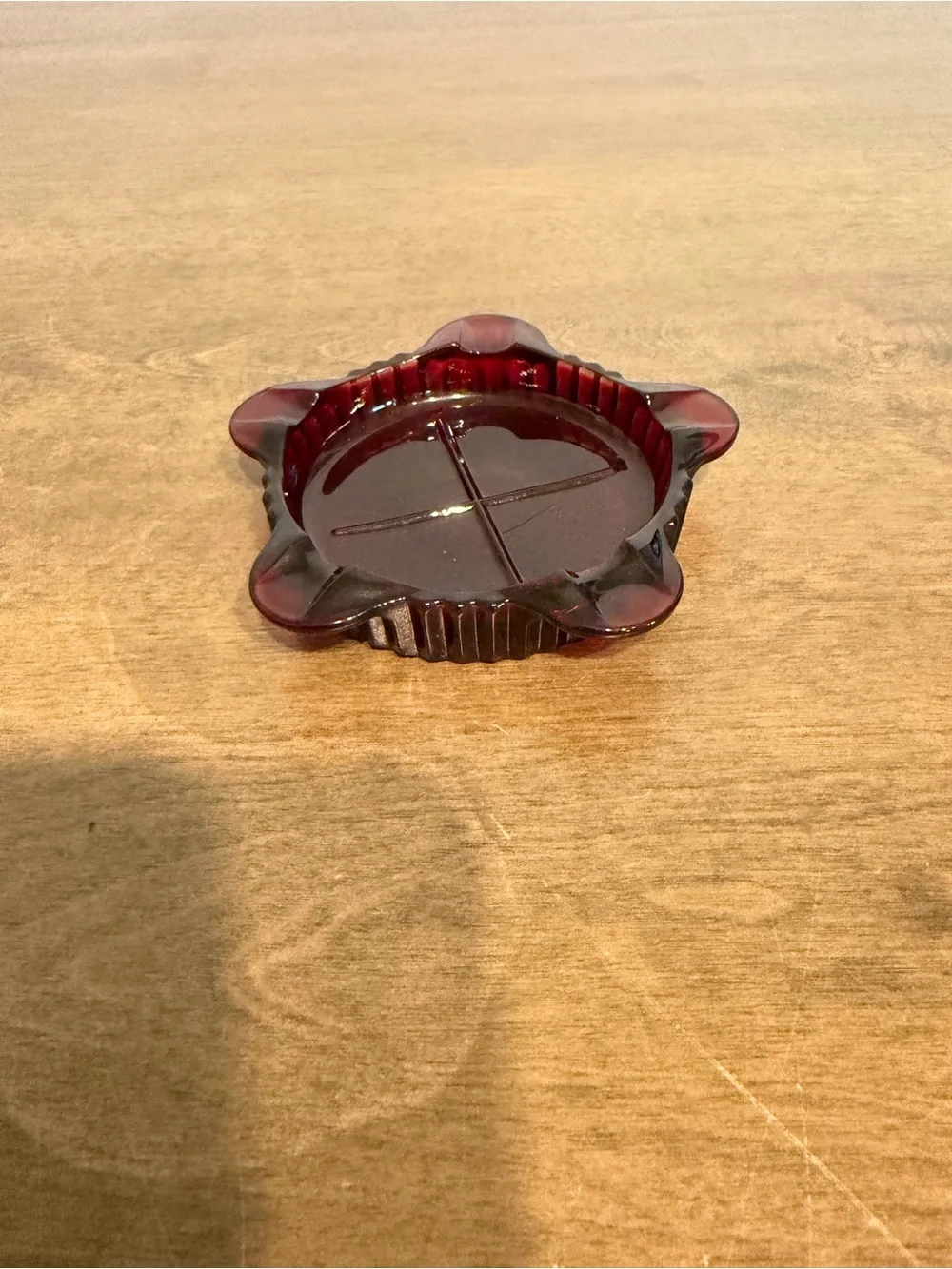 Vintage RUBY RED GLASS Ashtray-Trinket Dish-Unmarked-4
